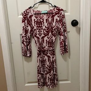 Filly Flair patterned long sleeve shirt dress with belts, size small